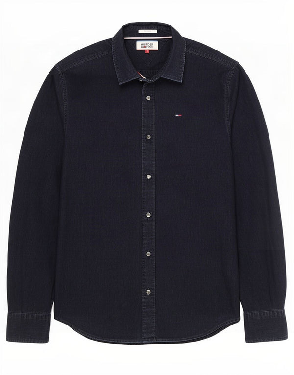 Tommy Hilfiger Mens Slim Fit Shirt Small Black Cotton