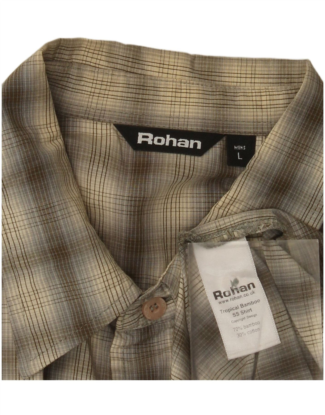 Camicia a maniche corte da uomo Rohan, cotone a quadri kaki grande