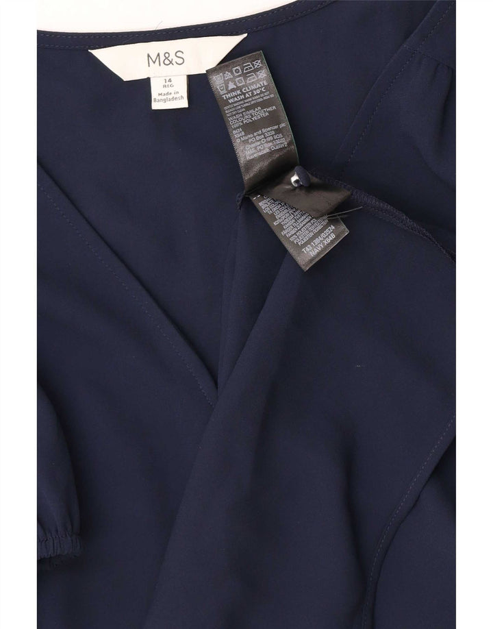 Top camicetta da donna Marks & Spencer UK 14 poliestere blu navy medio