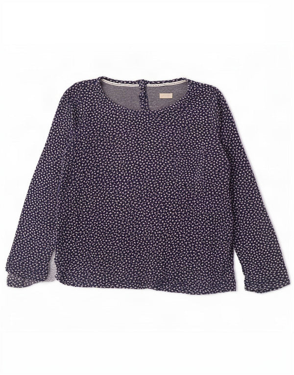 Top a maniche lunghe da donna con motivo astratto Fat Face UK 16 grande blu navy