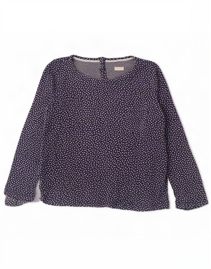 Top a maniche lunghe da donna con motivo astratto Fat Face UK 16 grande blu navy