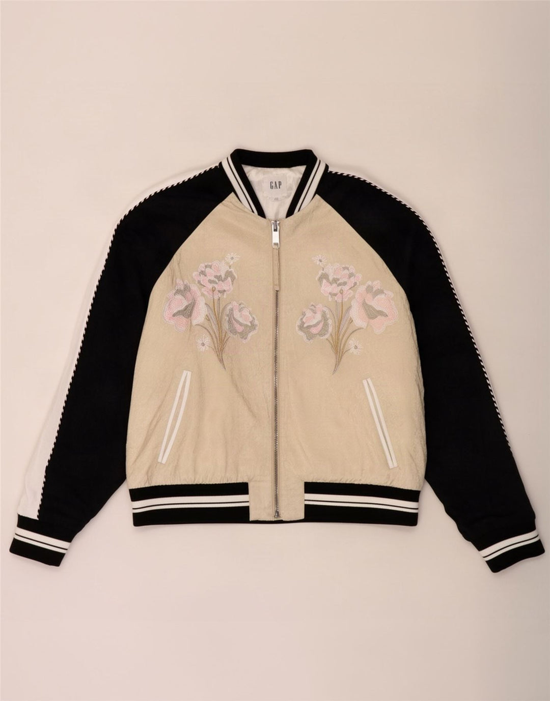 Gap Bomber oversize con grafica da donna UK 16 Rayon floreale beige grande