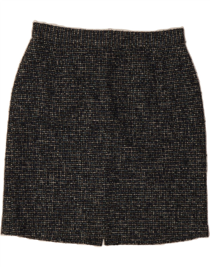 VINTAGE Womens Pencil Skirt EU 38 Medium W28  Navy Blue Flecked Wool Vintage Vintage and Second-Hand Vintage from Messina Hembry 
