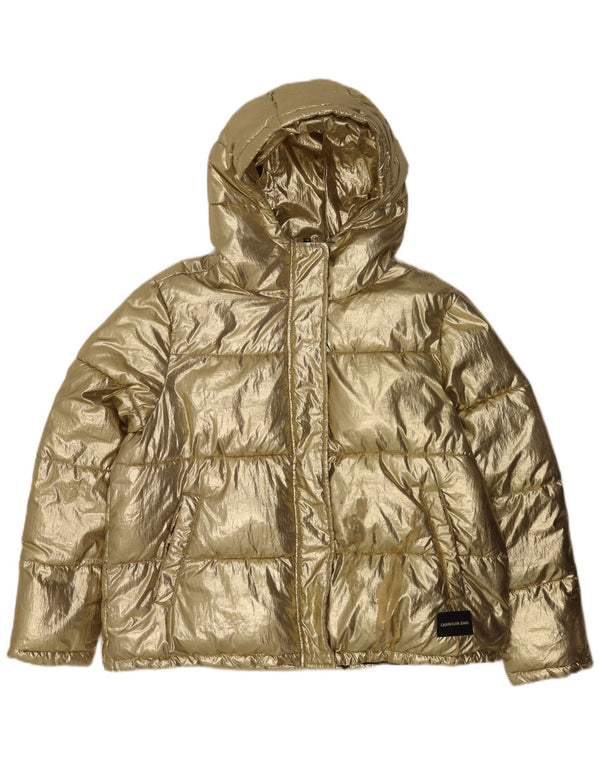 Giacca imbottita oversize con cappuccio da donna Calvin Klein Jeans UK 16 Large Oro