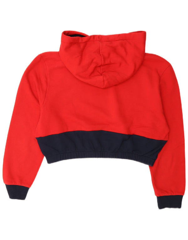 Felpa con cappuccio grafica corta da donna Fila UK 18 XL Colorblock rosso
