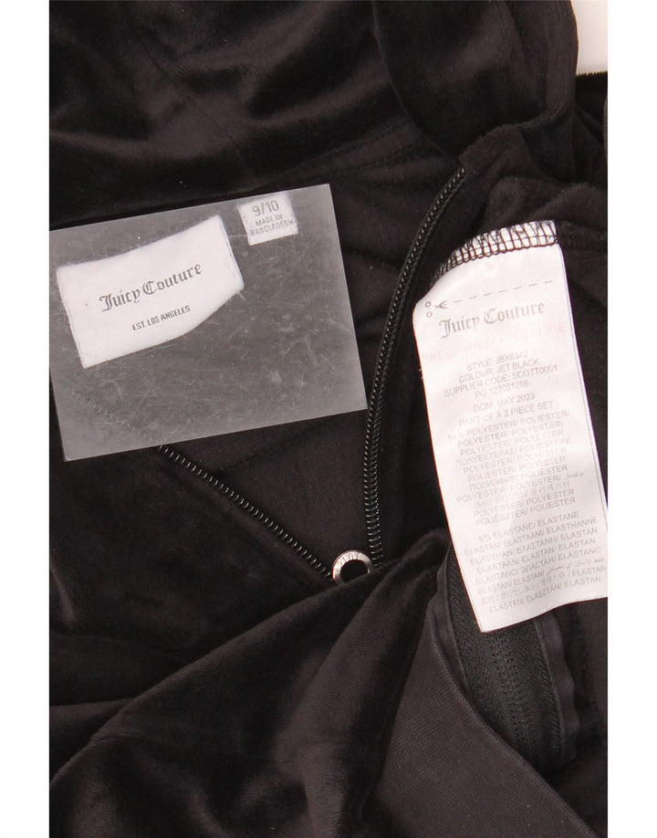 JUICY COUTURE Felpa con cappuccio con zip grafica per ragazze 9-10 anni Nera