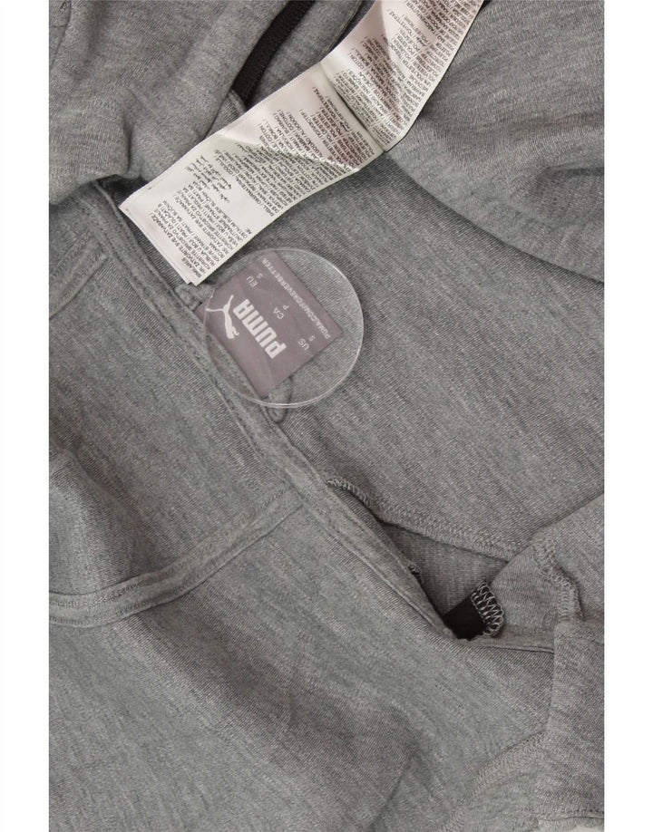 Felpa con cappuccio e zip da uomo PUMA piccola in cotone color block grigio