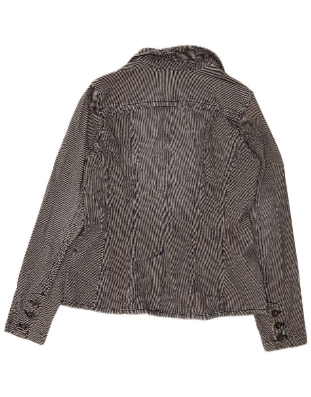 EDDIE BAUER Giacca blazer da donna a 2 bottoni UK 12 Gessato grigio medio