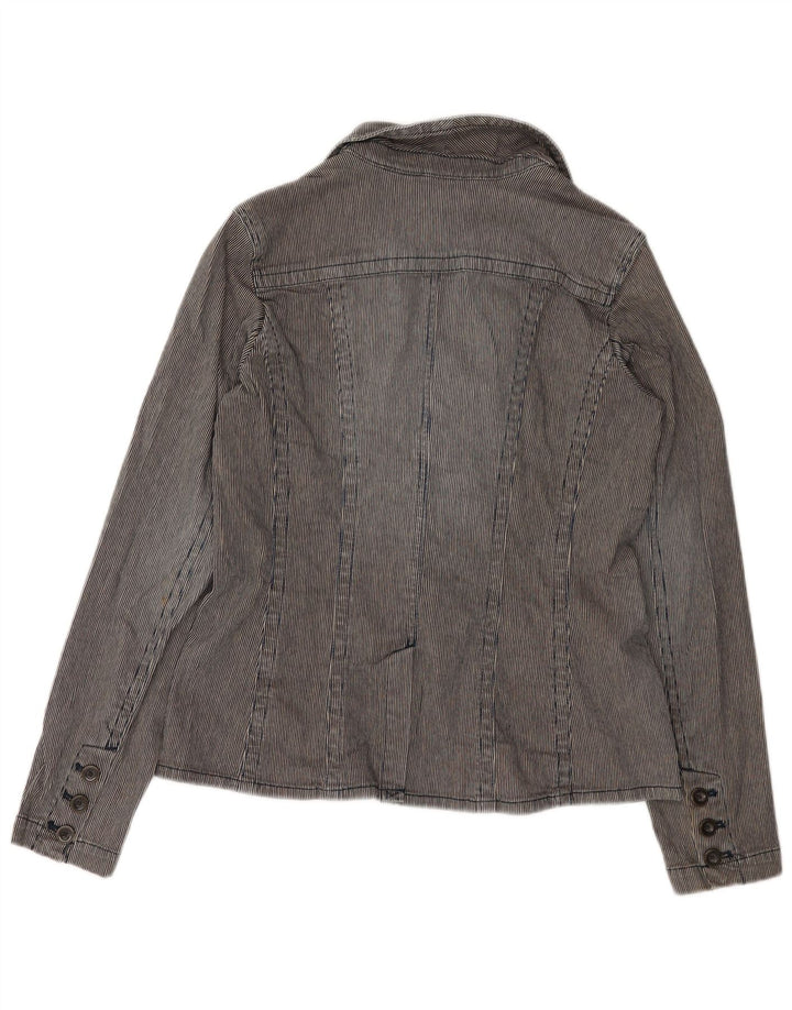 EDDIE BAUER Giacca blazer da donna a 2 bottoni UK 12 Gessato grigio medio