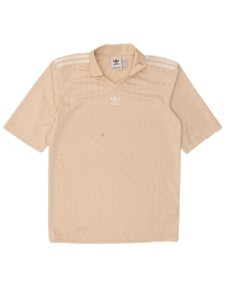 Polo Adidas da uomo piccola in poliestere a righe beige