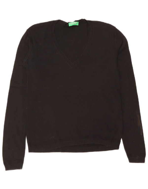 Maglione da donna Benetton a scollo a V UK 12 Medio Nero