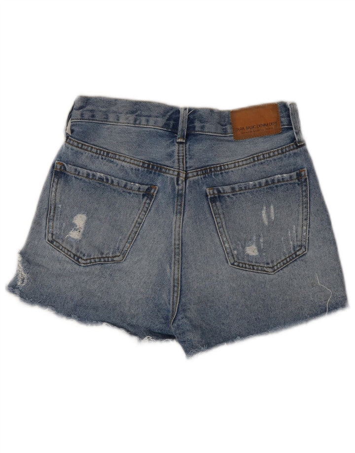 Pantaloncini in denim invecchiato Zara da donna EU 34 2XS W24 Blu