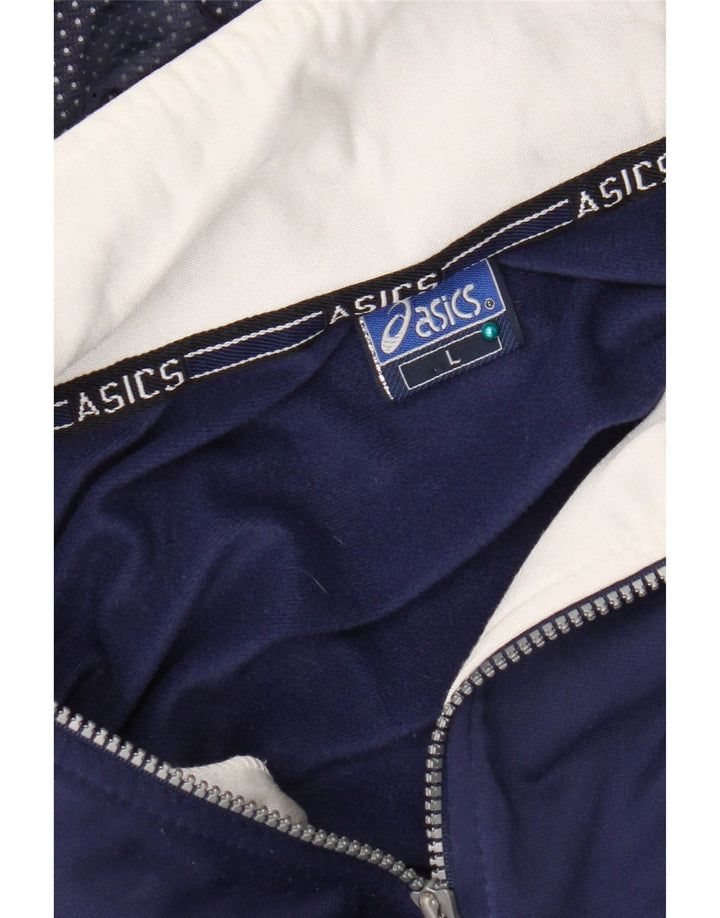 Giacca sportiva da uomo con cappuccio grafico Asics, grande, color block blu navy