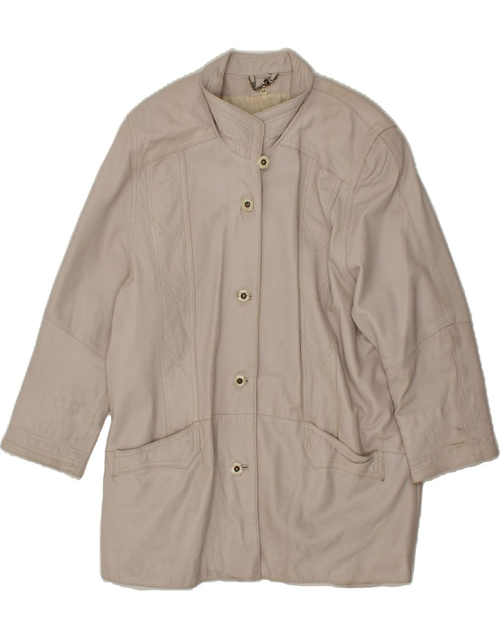VINTAGE Womens Leather Coat EU 44 XL Beige Leather Vintage Vintage and Second-Hand Vintage from Messina Hembry 