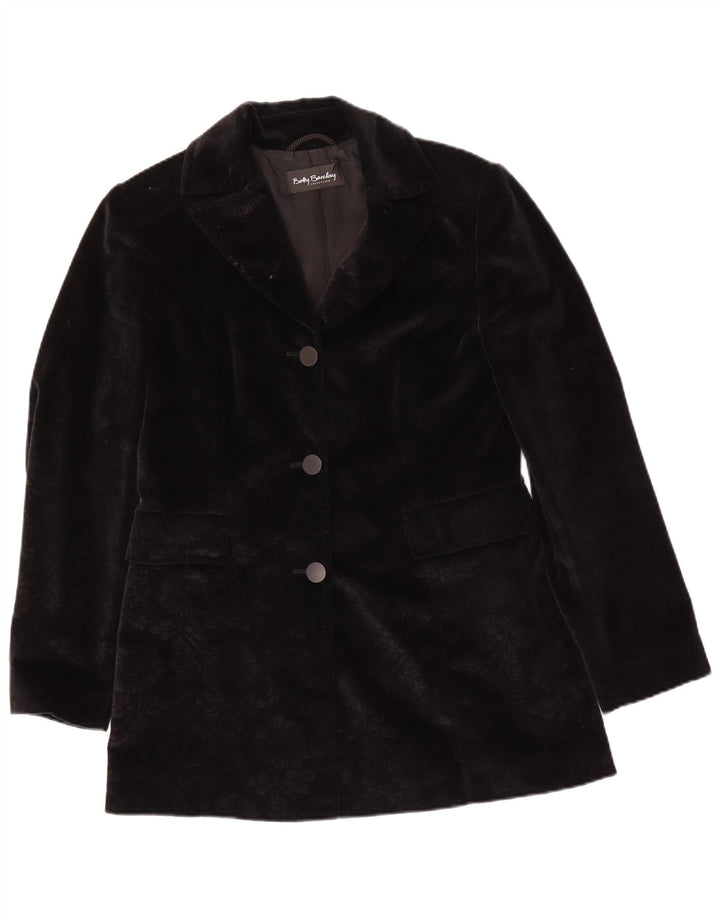 Giacca blazer a 3 bottoni da donna Betty Barclay UK 12 medio nero floreale