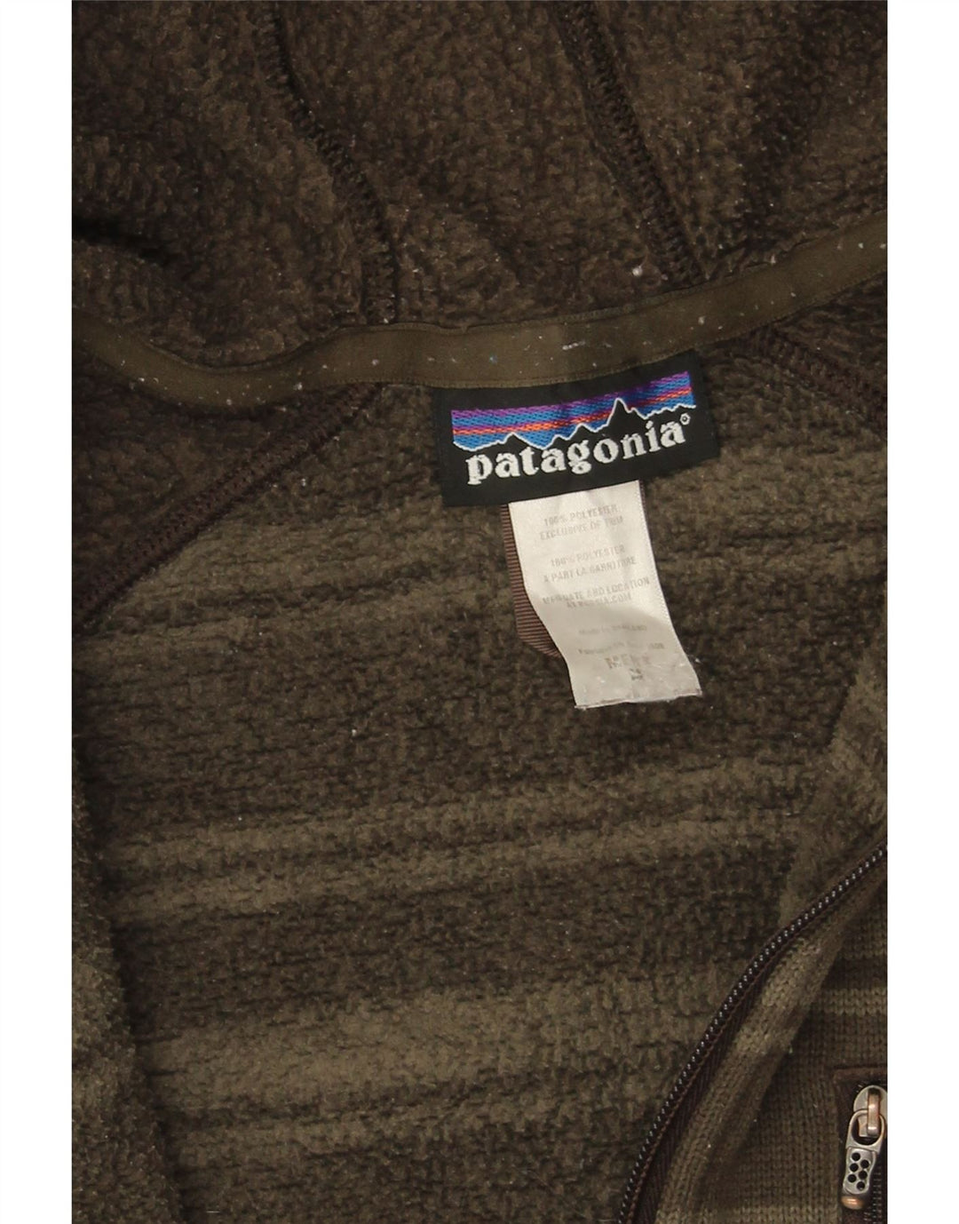 PATAGONIA Felpa con cappuccio e zip da uomo in poliestere a righe color kaki medio