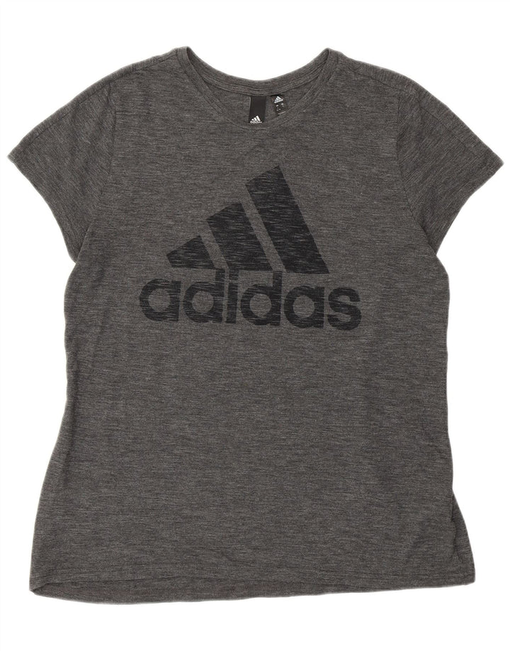 ADIDAS Womens Graphic T-Shirt Top UK 16/18 Large Grey Polyester