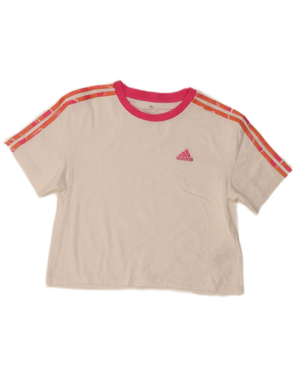 T-shirt corta da donna ADIDAS UK 4/6 XS cotone bianco