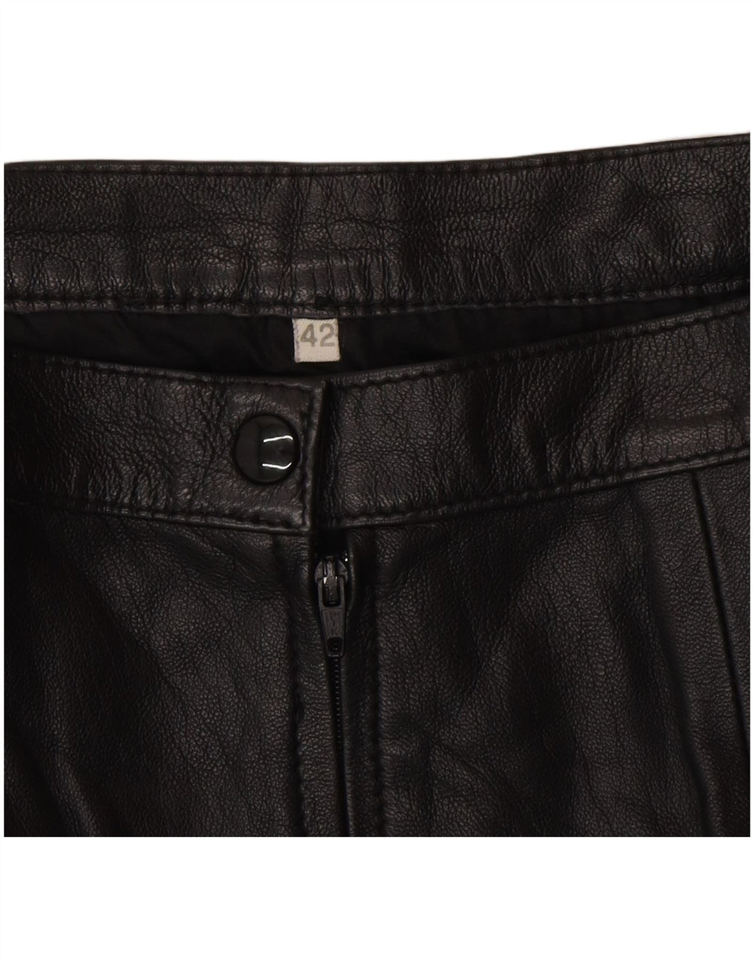 Gonna in pelle vintage da donna IT 42 media W26 nera