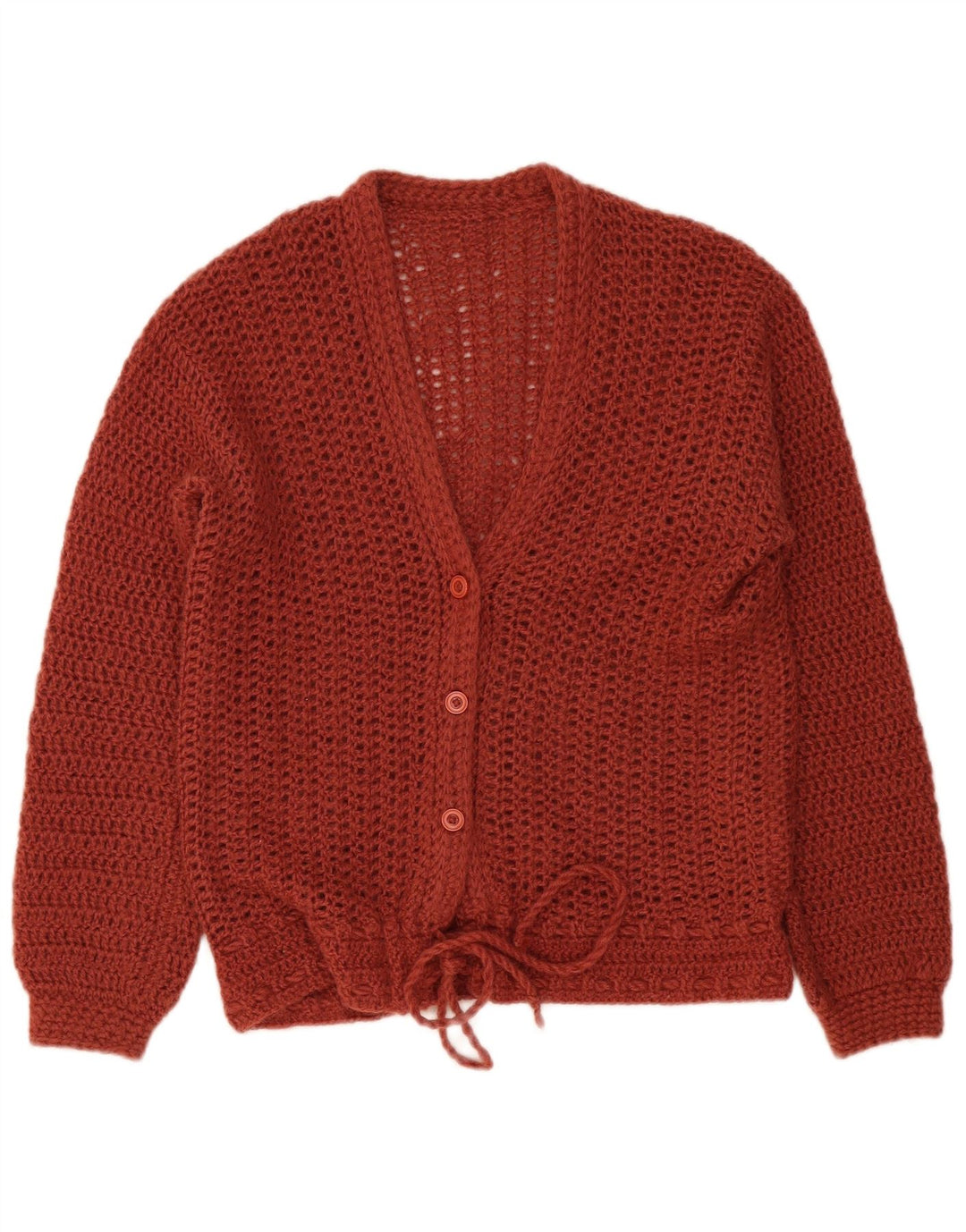 Maglione cardigan da donna vintage UK 16 grande marrone
