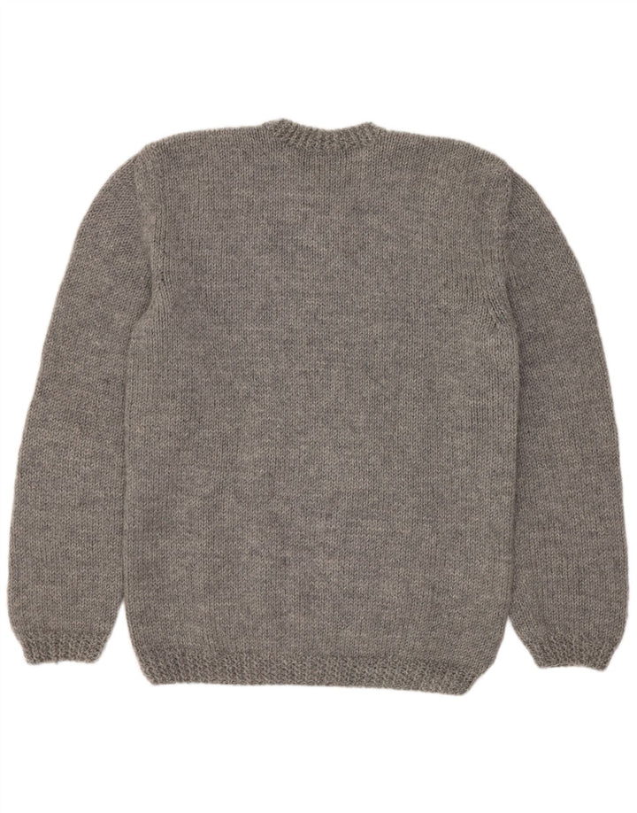 Maglione vintage da uomo girocollo grigio medio