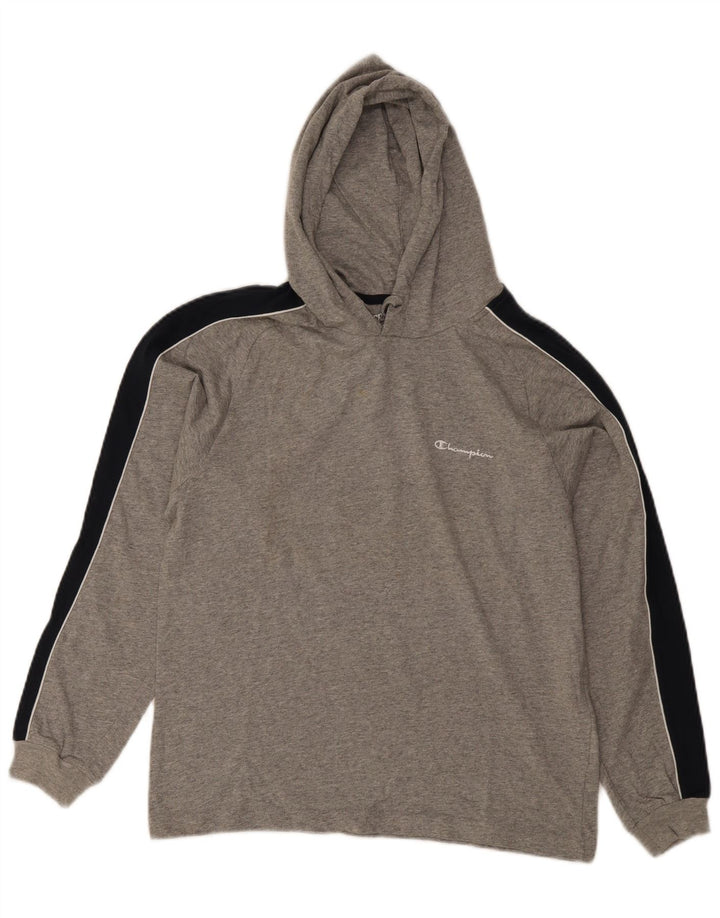 Felpa con cappuccio da uomo Champion Small in cotone color block grigio