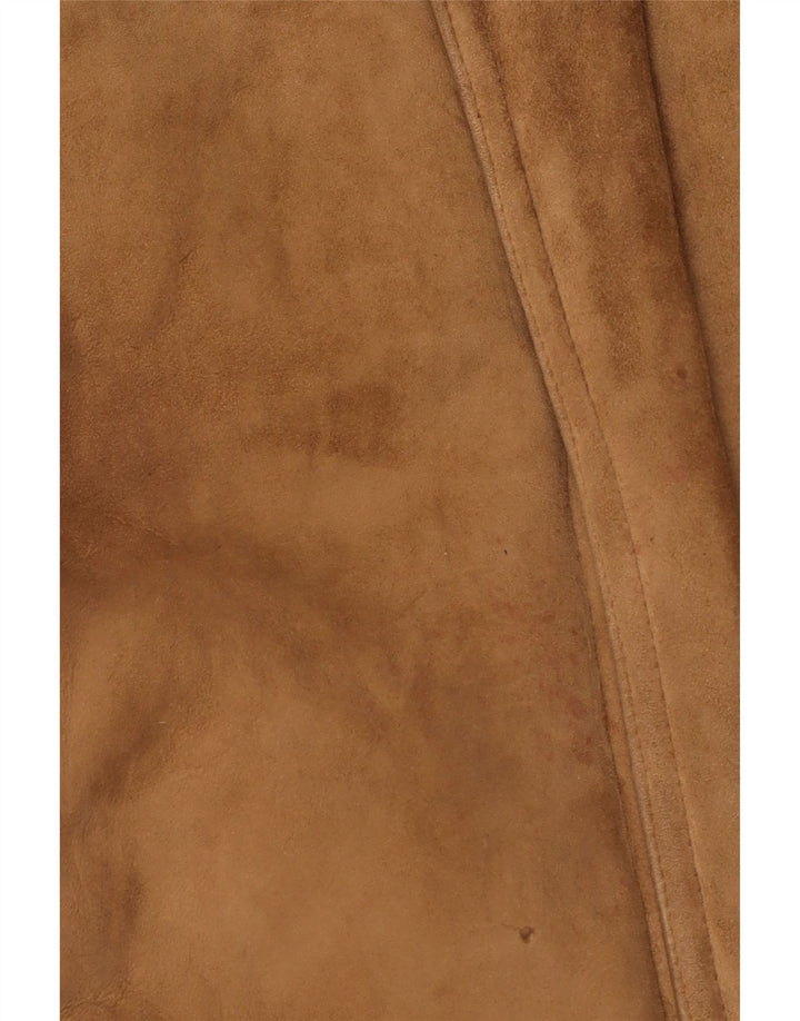 Giubbotto shearling vintage da uomo IT 52 XL in pelle marrone