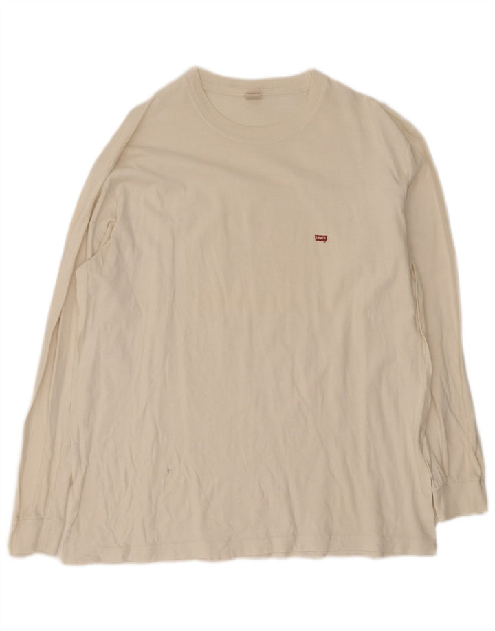 Levi's Uomo Top Manica Lunga Grande Cotone Bianco