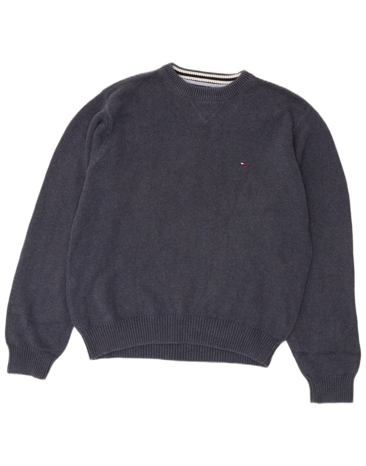 TOMMY HILFIGER Maglione maglione girocollo da uomo cotone medio blu navy