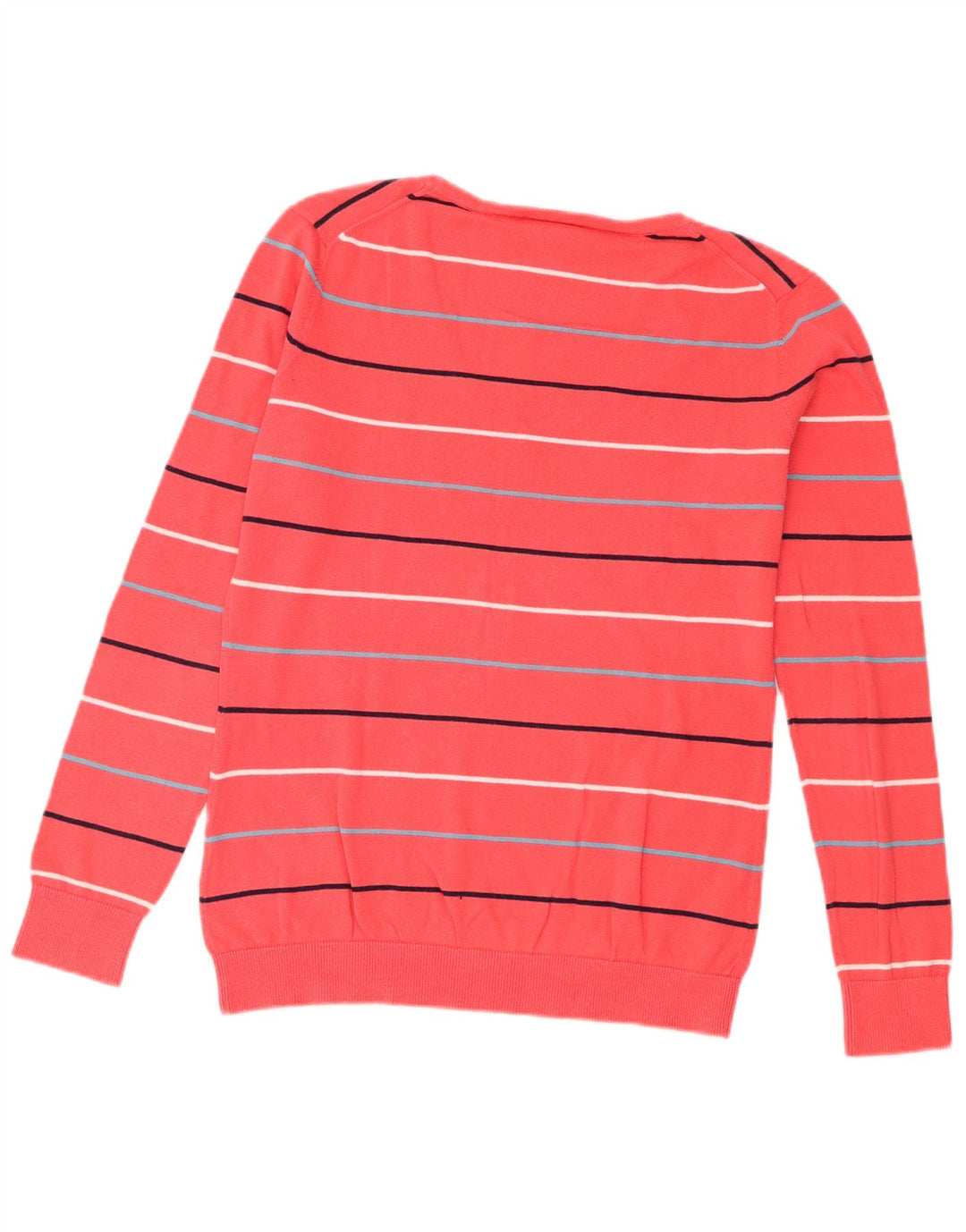 Maglione da donna con scollo a V Lacoste taglia 40 cotone a righe rosa medio