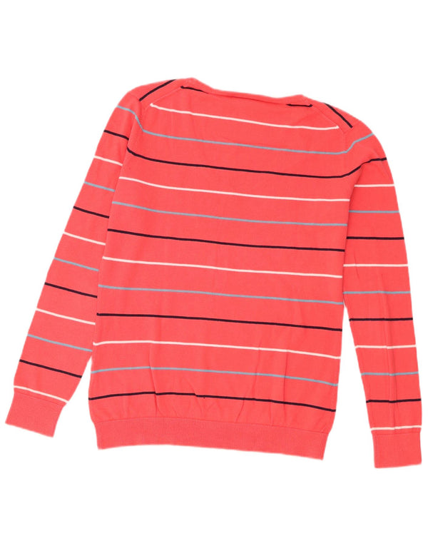 Maglione da donna con scollo a V Lacoste taglia 40 cotone a righe rosa medio