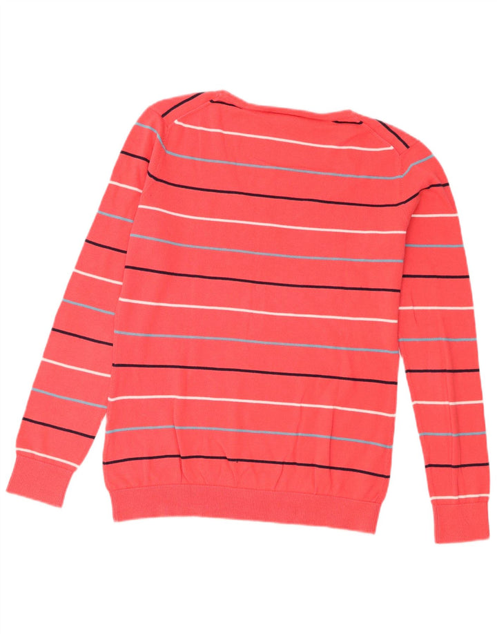 Maglione da donna con scollo a V Lacoste taglia 40 cotone a righe rosa medio