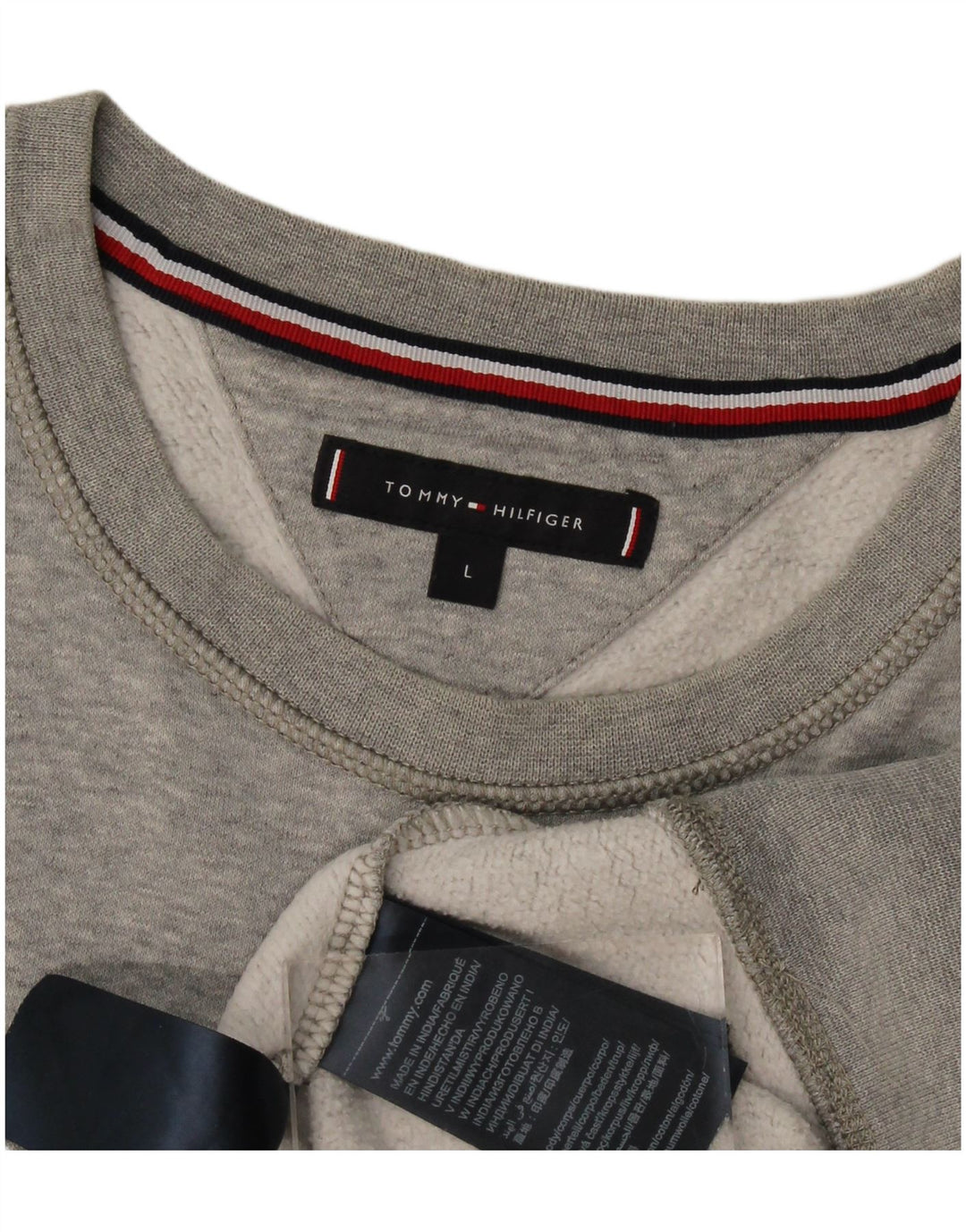 Tommy Hilfiger Felpa grafica da uomo Maglione grande cotone grigio