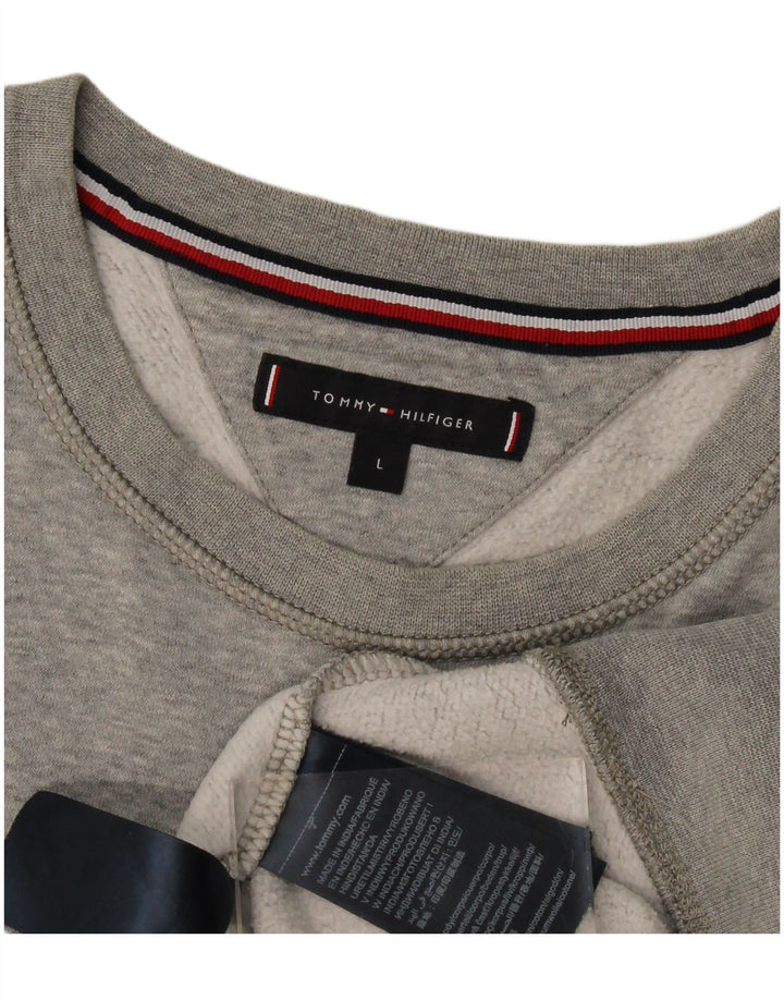 Tommy Hilfiger Felpa grafica da uomo Maglione grande cotone grigio