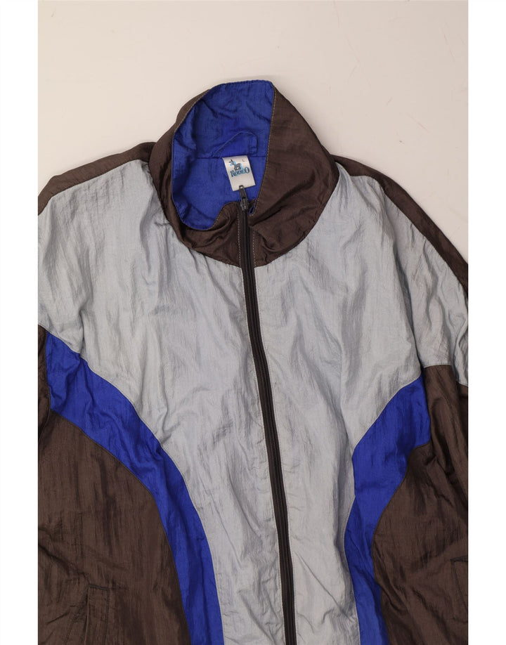 RODEO Mens Tracksuit Top Jacket Large Grey Colourblock Polyester Vintage Rodeo and Second-Hand Rodeo from Messina Hembry 