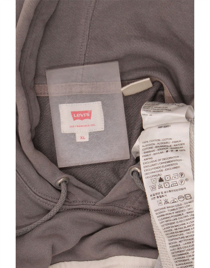 Maglione con cappuccio grafico da uomo Levi's XL in cotone color block grigio