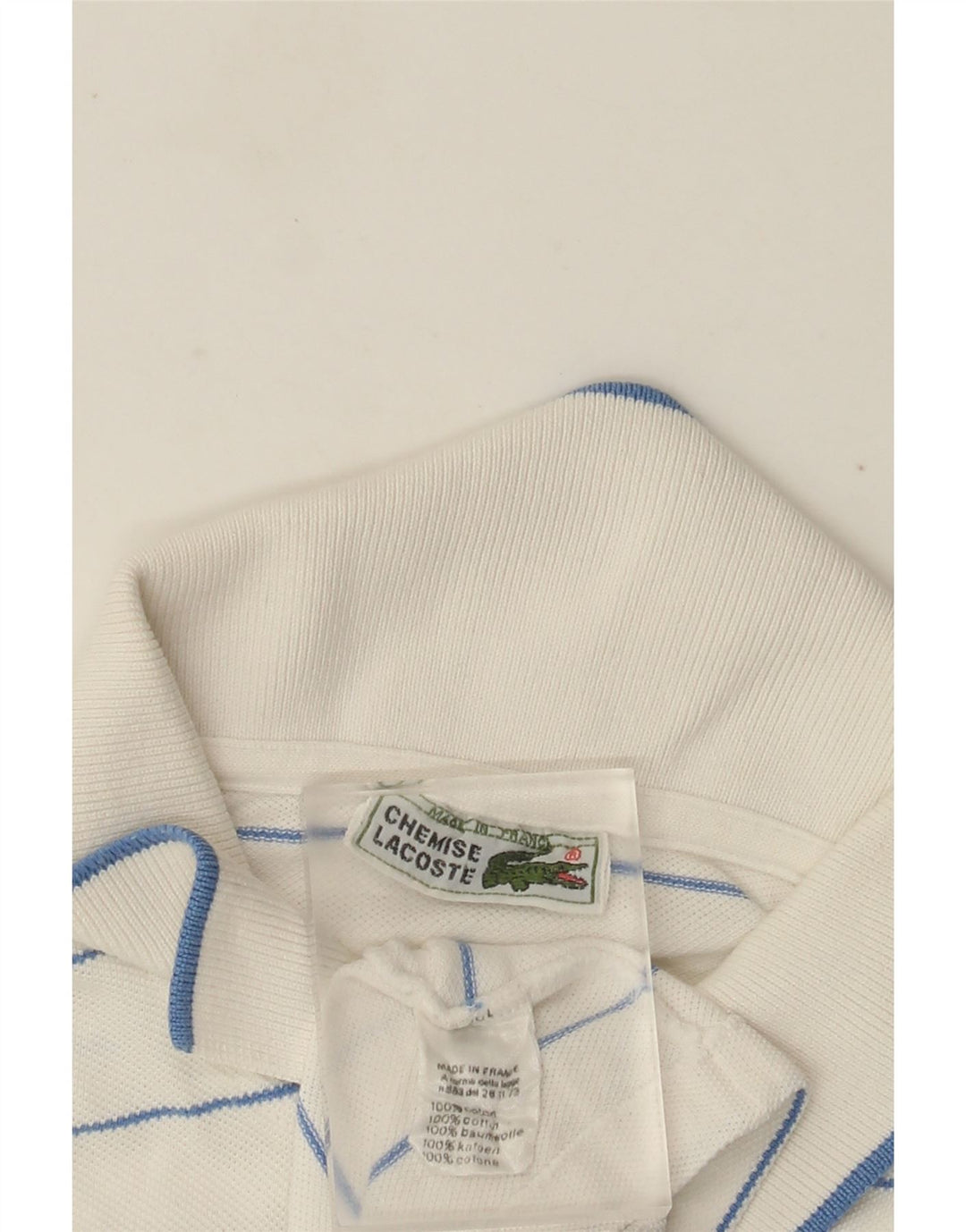 Polo da uomo Lacoste taglia 4 cotone a righe bianche medie