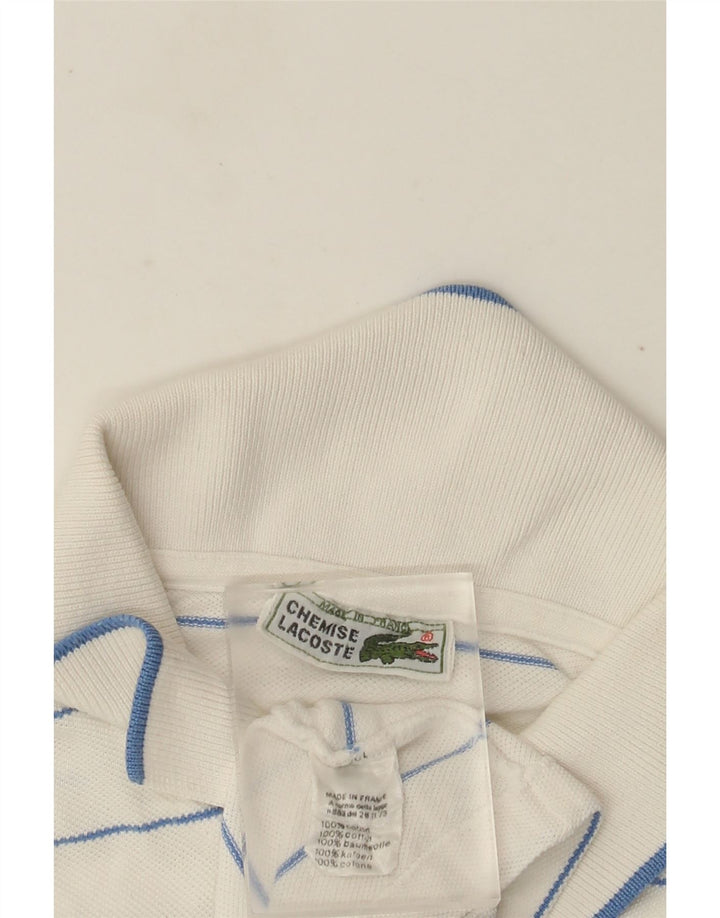 Polo da uomo Lacoste taglia 4 cotone a righe bianche medie