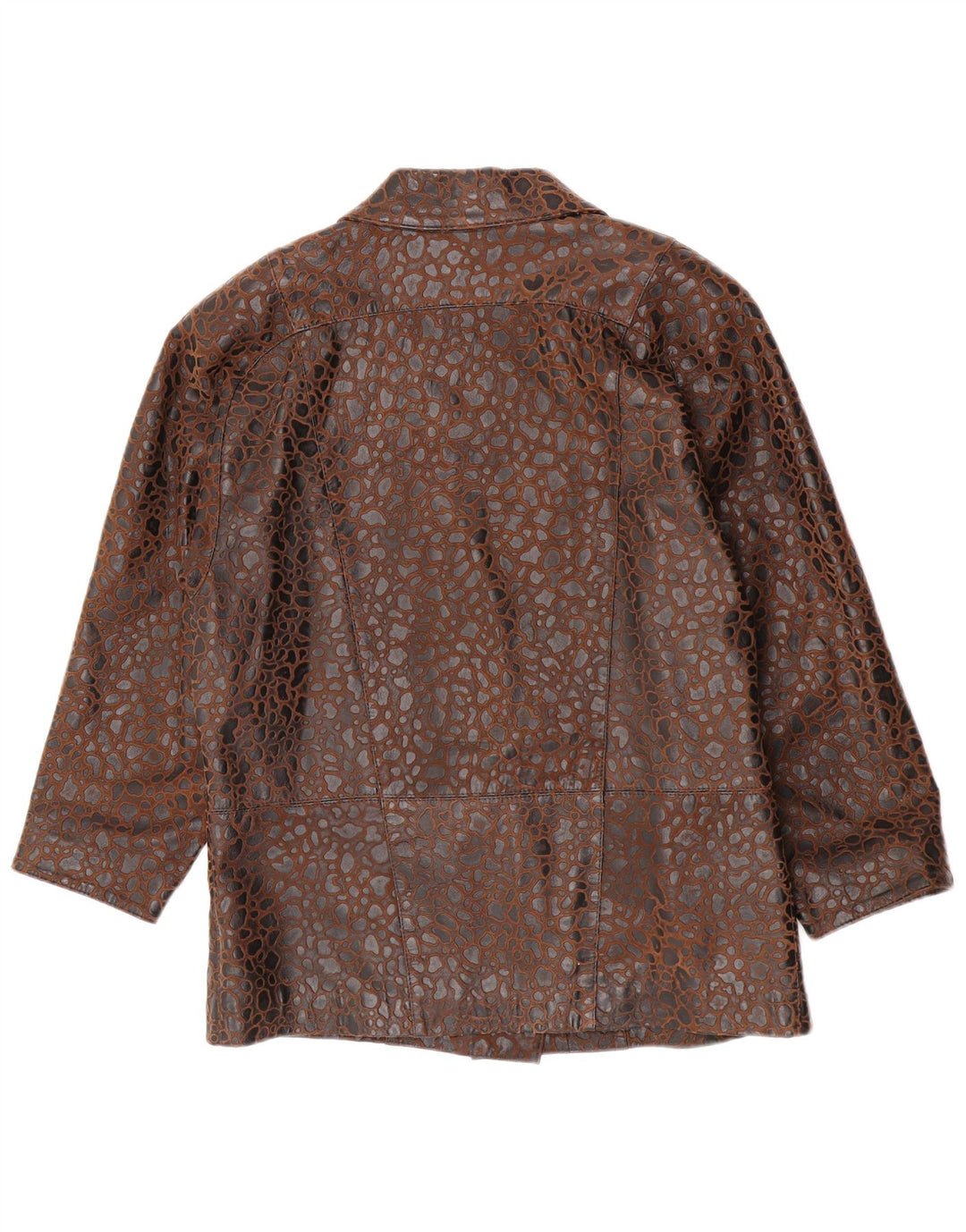 Giacca blazer doppiopetto da donna Eugene US 10 grande stampa animalier marrone