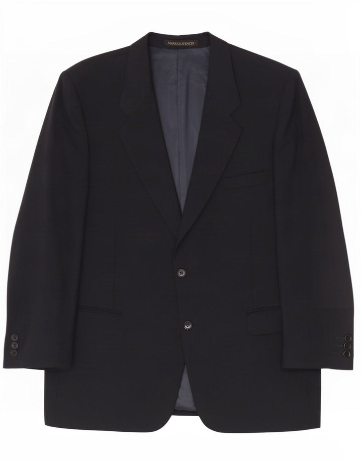 Giacca blazer a 2 bottoni da uomo Marks & Spencer UK 44 XL lana nera