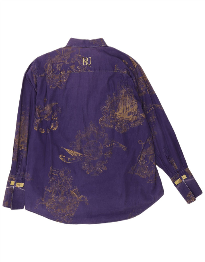 Camicia oversize da donna Ferre con motivo astratto UK 14 Cotone viola medio