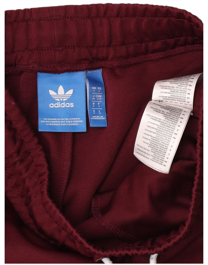 Pantaloni da tuta con grafica Adidas da donna UK 8 Small Bordeaux Poliestere