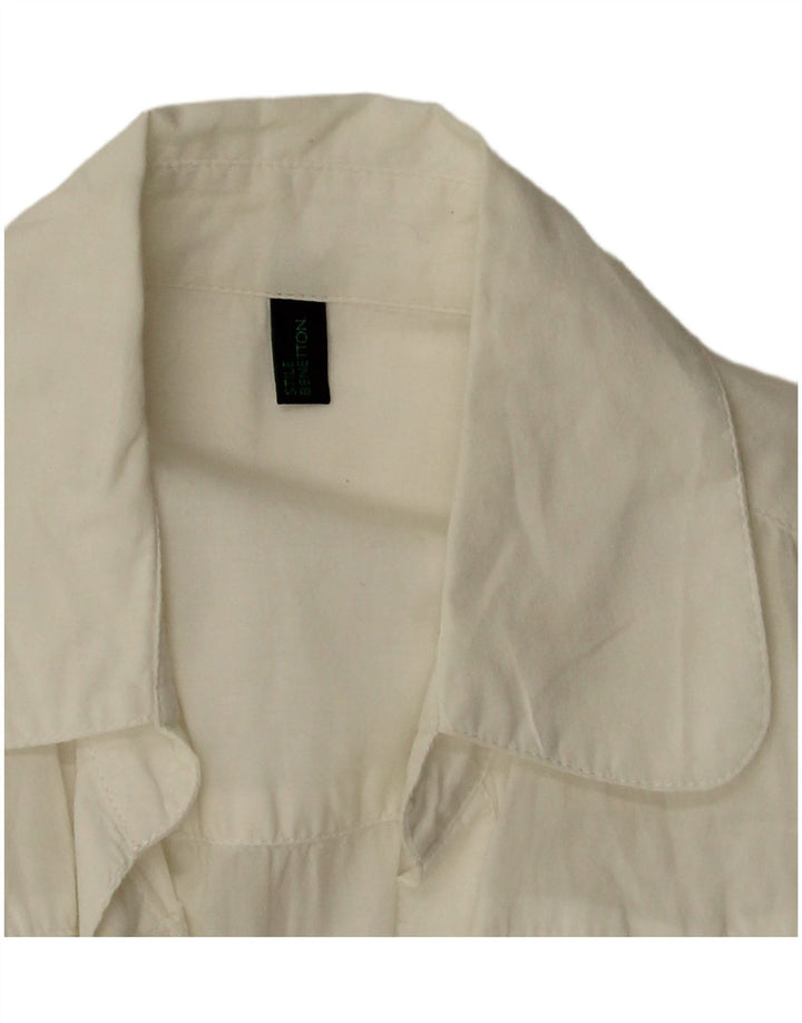 BENETTON Camicia a maniche corte da donna Camicetta UK 12 Medio Bianco