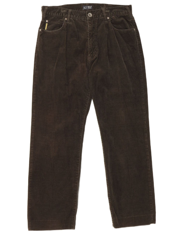 Pantaloni dritti in velluto a coste da uomo Armani W34 L30 cotone kaki