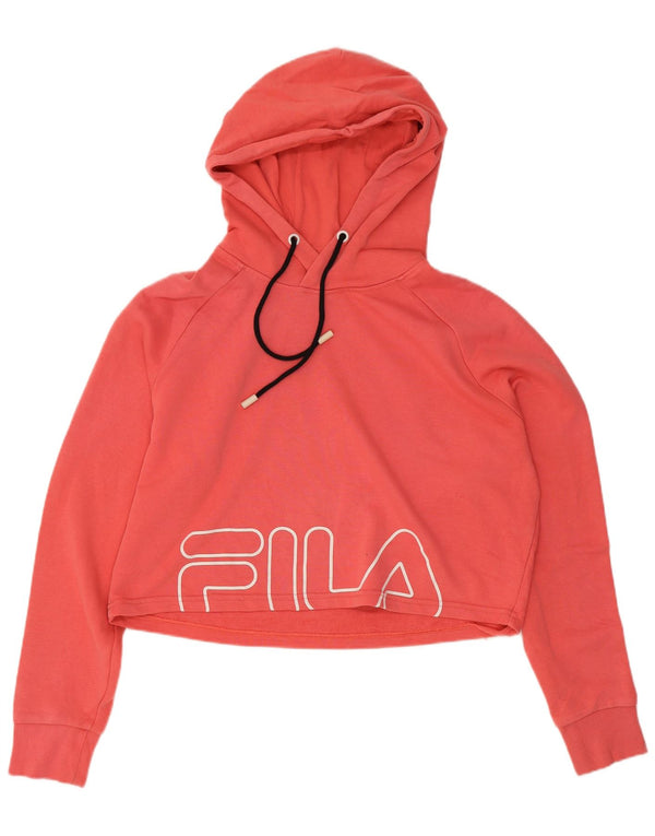Felpa con cappuccio corta grafica oversize da donna Fila UK 6 XS Rosa