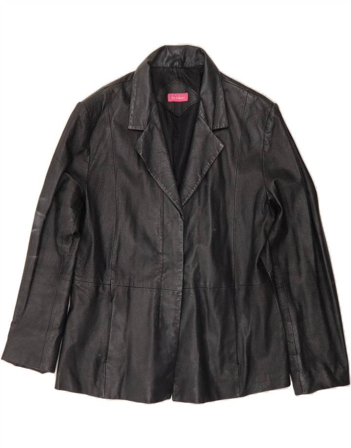 VINTAGE Womens Leather Jacket UK 14 Medium Black Leather Vintage Vintage and Second-Hand Vintage from Messina Hembry 