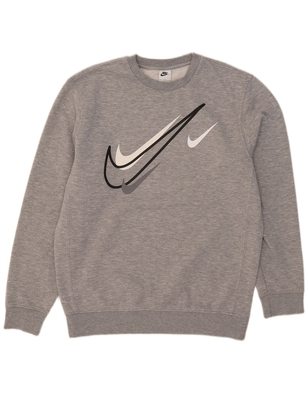 Felpa grafica Nike da uomo, maglione grande, cotone grigio