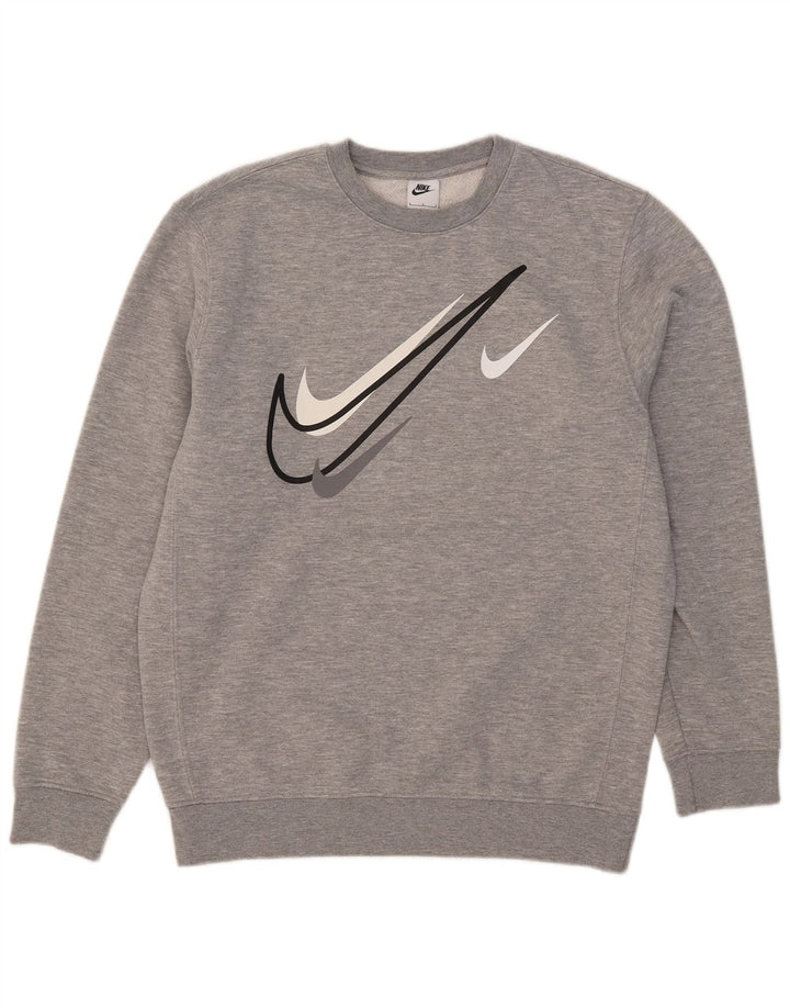 Felpa grafica Nike da uomo, maglione grande, cotone grigio