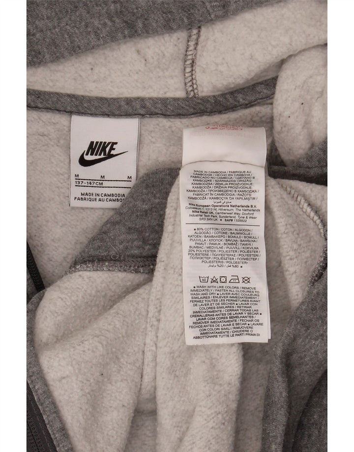 Felpa con cappuccio e zip Nike per ragazzi 10-11 anni in cotone grigio medio