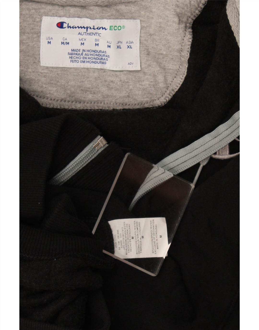 Maglione con cappuccio e zip da uomo Champion in cotone nero medio